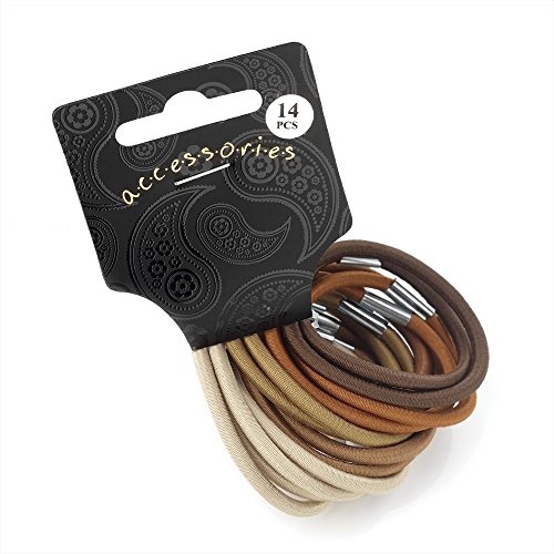 Set of 14 Brown Thick Hair Elastic Bands Pony Tail Bobbles School Uniform von Unbranded