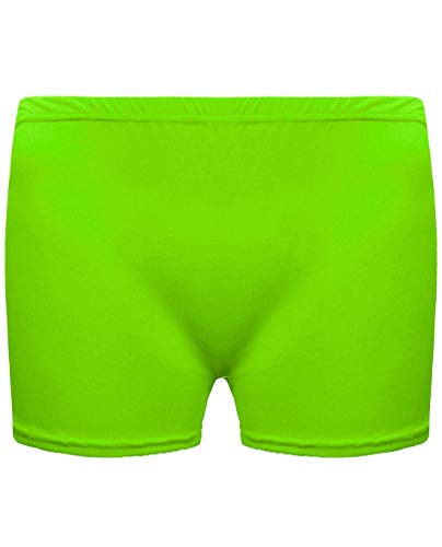 Unbranded Mädchen Microfiber Hot Pants Kurze Hose Tanzen Fitness-Studio Stretch Shorts Alter 5-12 (Alter 11-12, Neon Grün) von Unbranded