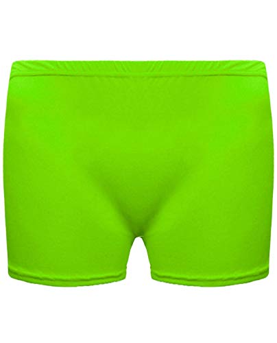 Unbranded Mädchen Microfiber Hot Pants Kurze Hose Tanzen Fitness-Studio Stretch Shorts Alter 5-12 (Alter 11-12, Neon Grün) von 21Fashion