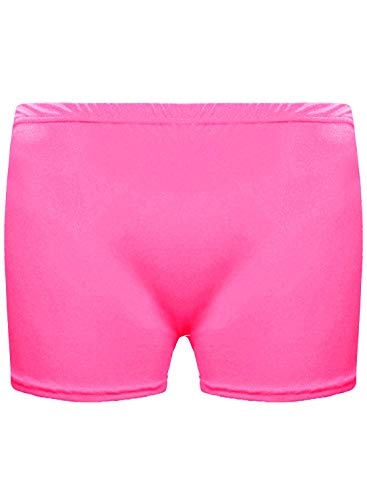 Unbranded Mädchen Microfiber Hot Pants Kurze Hose Tanzen Fitness-Studio Stretch Shorts Alter 5-12 (Alter 13-14, Neon Rosa) von Unbranded