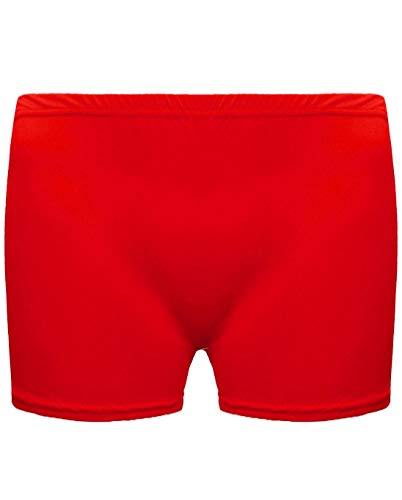 Unbranded Mädchen Microfiber Hot Pants Kurze Hose Tanzen Fitness-Studio Stretch Shorts Alter 5-12 (Alter 13-14, Rot) von Unbranded