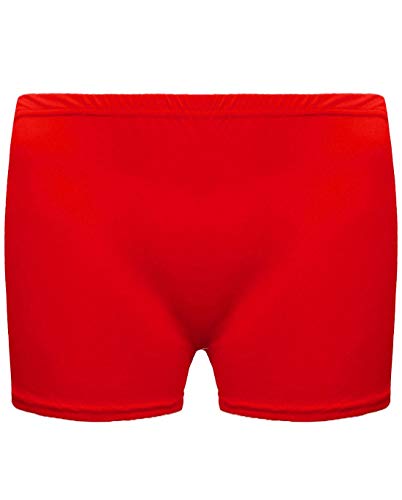 Unbranded Mädchen Microfiber Hot Pants Kurze Hose Tanzen Fitness-Studio Stretch Shorts Alter 5-14 (Alter 13-14, Rot) von 21Fashion