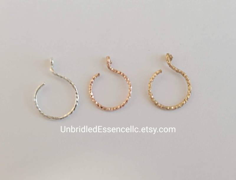 14K Gold Filled Fake Nasenring Sterling Silber Kein Piercing Schmuck von UnbridledEssenceLLC