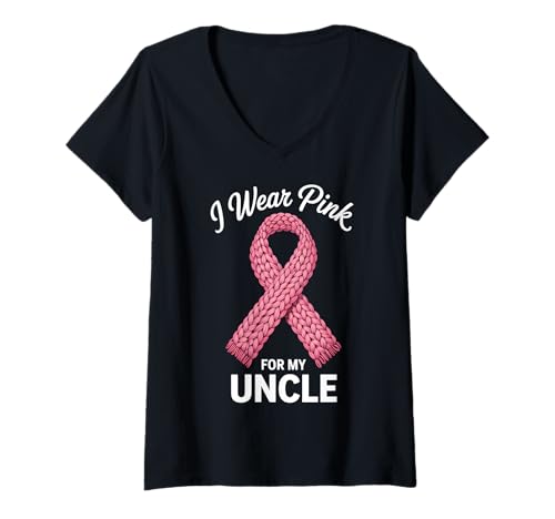 Damen Ich trage Rosa, damit Mein Onkel auf Krebs aufmerksam Wird T-Shirt mit V-Ausschnitt Damen Ich trage Rosa, damit Mein Onkel auf Krebs aufmerksam Wird T-Shirt mit V-Ausschnitt von Uncle Cancer Awareness Support Tees