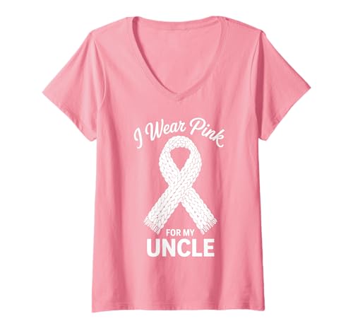 Damen Ich trage Rosa, damit Mein Onkel auf Krebs aufmerksam Wird T-Shirt mit V-Ausschnitt Damen Ich trage Rosa, damit Mein Onkel auf Krebs aufmerksam Wird T-Shirt mit V-Ausschnitt von Uncle Cancer Awareness Support Tees