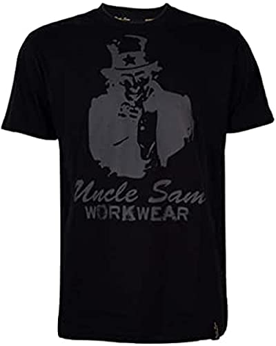 Uncle Sam Herren T-Shirt mit großem Frontdruck, Größe:4XL, Farben:Anthrazit/Schwarz von Uncle Sam