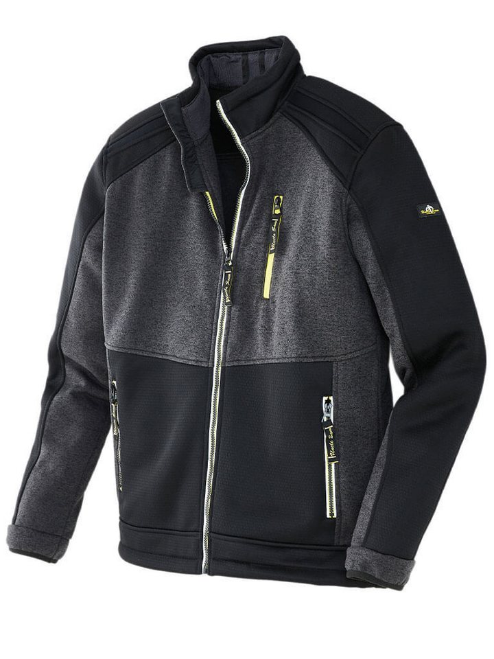 Uncle Sam Strickfleecejacke Herren Fleecejacke mit Stehkragen - Arbeitsjacke mit modischen Details von Uncle Sam