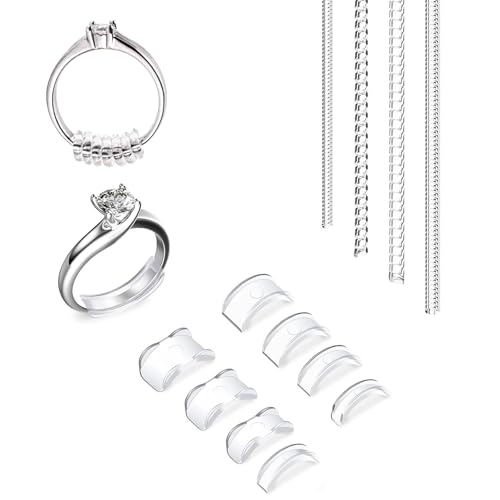 Uncle yang Ringgrößenversteller Set – 8 Silikonringe 4 Spiralringe zur Ringgrößenanpassung – Unsichtbare Ringverkleinerer für Damen & Herren, Transparent, Elastisch, 10 cm von Uncle Yang