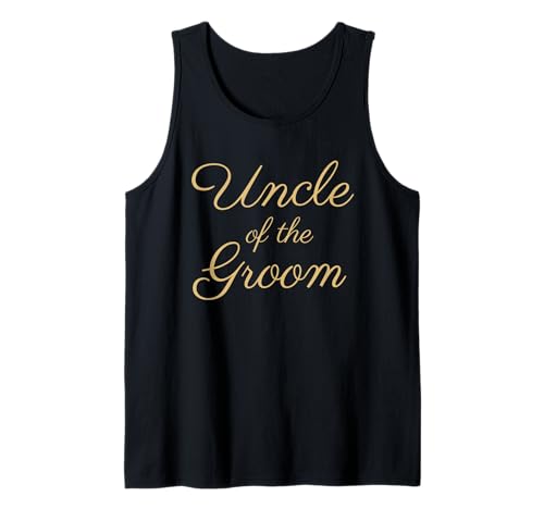 Herren Onkel des Bräutigams, Hochzeit und Braut, hellbraune Schrift Tank Top von Uncle of the Groom Wedding Shirts