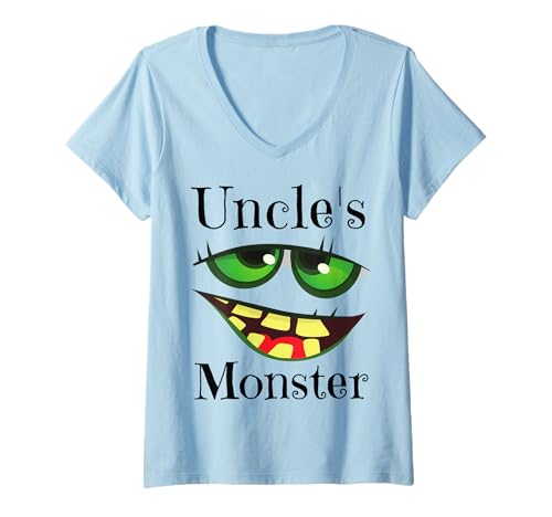 Damen Uncle's Monster Halloween Jungen Mädchen Lustiges Kostüm Kinder Spaß T-Shirt mit V-Ausschnitt von Uncle's Monster Halloween Boys Girls Funny Costume