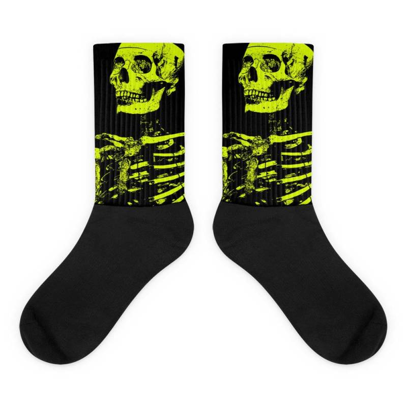 Gelbes Skelett Schwarze Fußsocken von UncleChickenbone