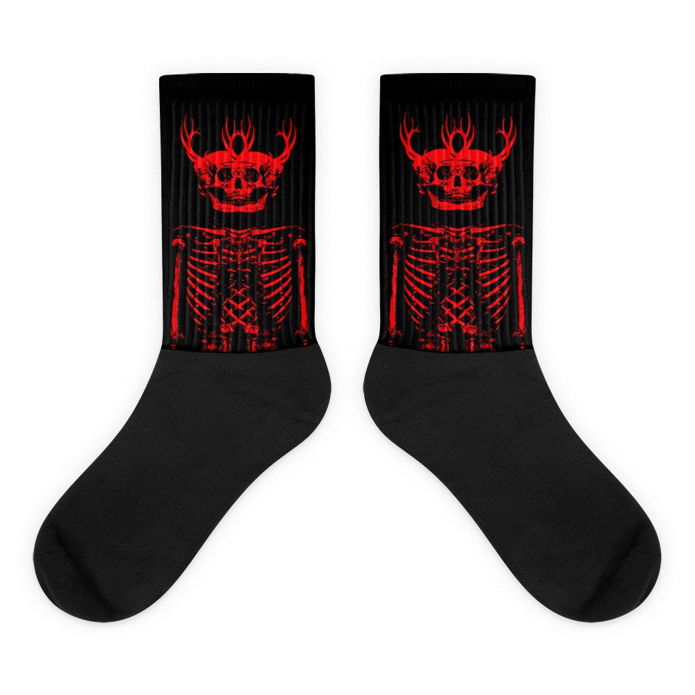 Rote Skelett-Schwarze Fußsocken Rote Skelett-Schwarze Fußsocken von UncleChickenbone