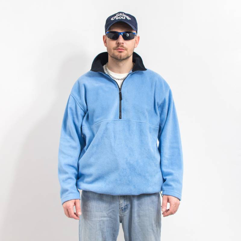 Fleece Sweatshirt Blau Pullover Warm Oversized Männer Größe Xl von UncleEdVintage