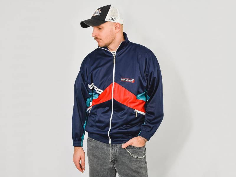 Vintage 90Er Jahre Imek Sport Trainingsjacke Multi Color Block, Full Zip | M von UncleEdVintage