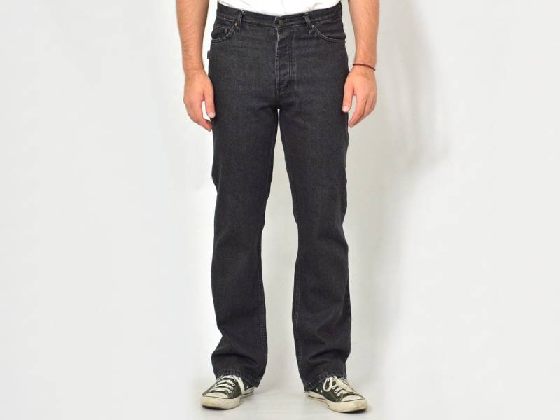 Jeremys Jeans Graphit Vintage Schwarze Hose Gerade Sitzend Schwarz Hipster Unisex 1990's L von UncleEdVintage