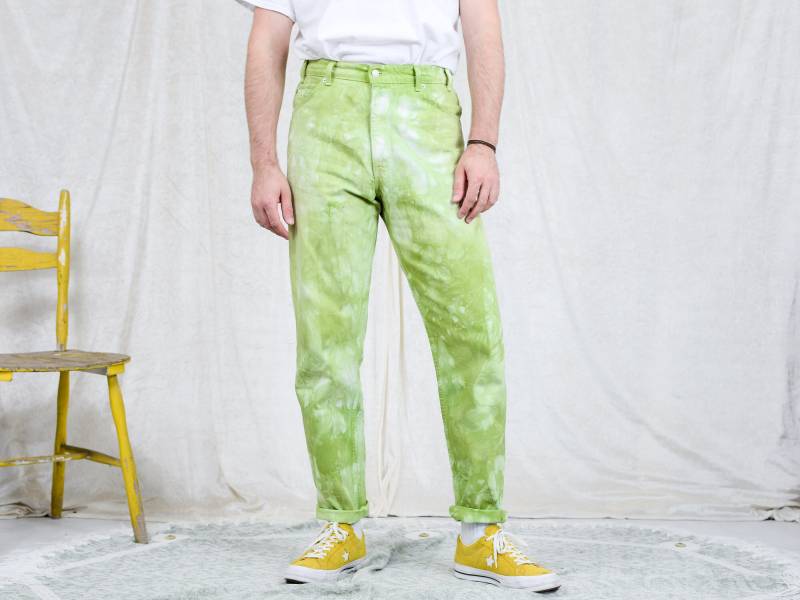 Vintage 80Er Jahre Levis 550 Jeans Tie Dye Grüner Denim, High Waisted | W36 L32 von UncleEdVintage