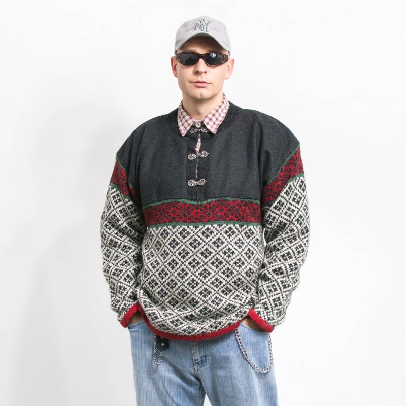 Norweger Wollpullover Vintage Bouviac Wolle Pullover Herren Gr. Xl von UncleEdVintage