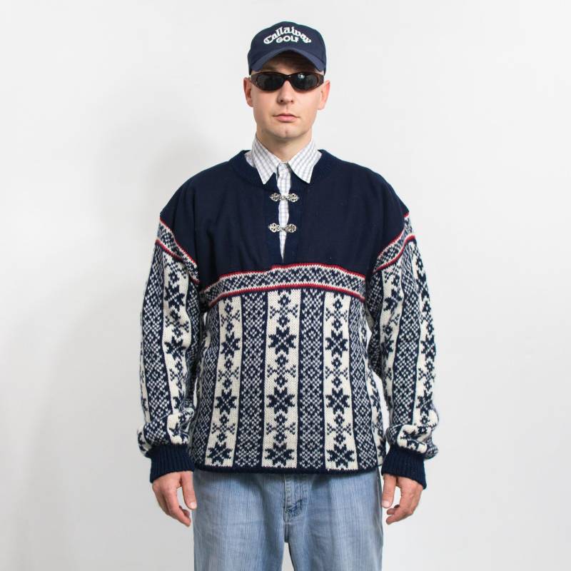 Norwegerpullover Vintage Wolle Fair Isle Nordisch Männer Gr. Xl von UncleEdVintage
