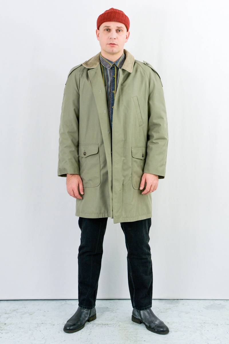 Vintage 90Er Jacke Khaki Militärgrün Mantel Frühling Herbst Isolierte Wolle Männer Groß von UncleEdVintage