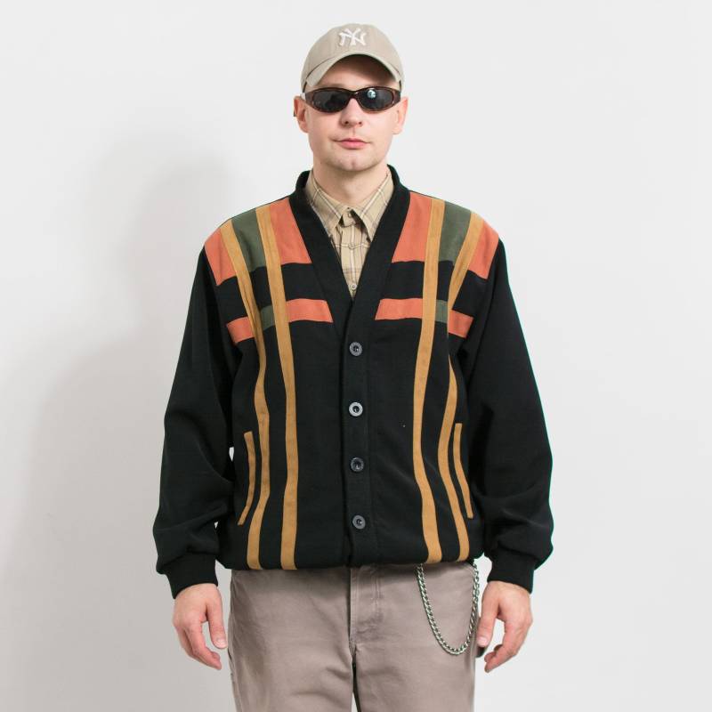 Vintage 90Er Jahre Oversized Bomber Jacke | Schwarz Mit Wildlederimitat Paneele Retro Herren Gr. Xxl von UncleEdVintage