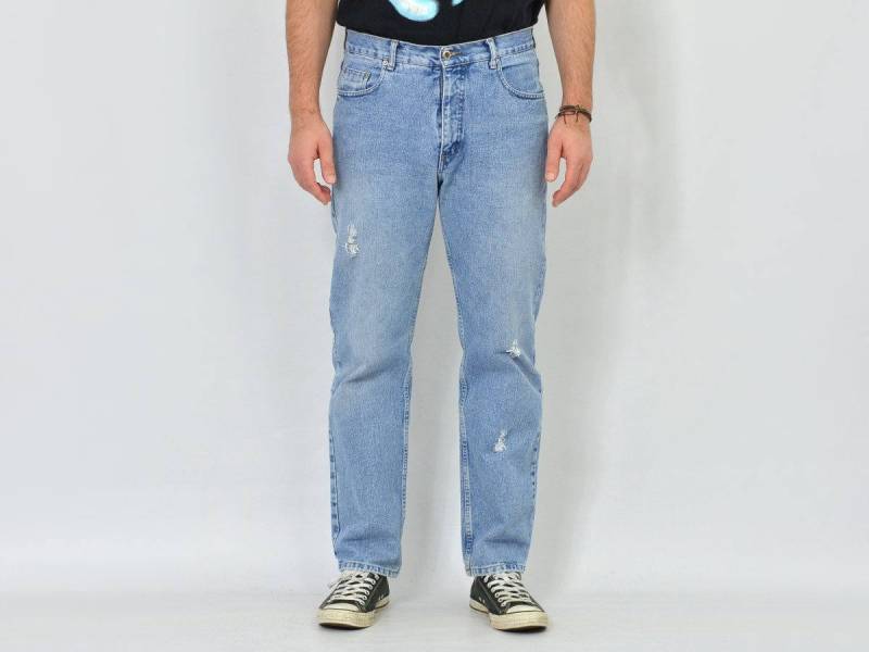 Vintage Americanos Jeans Blau Distressed High Waist Gerade Passform | W35 L32 von UncleEdVintage