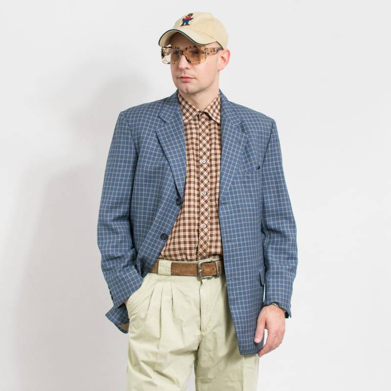 Vintage Digel Woll-Seide Blazer | Blau Karierte Sportjacke Für Herren von UncleEdVintage