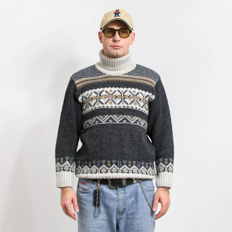 Vintage Rollkragen Wolle Rollkragenpullover Norweger Männer Gr.m von UncleEdVintage