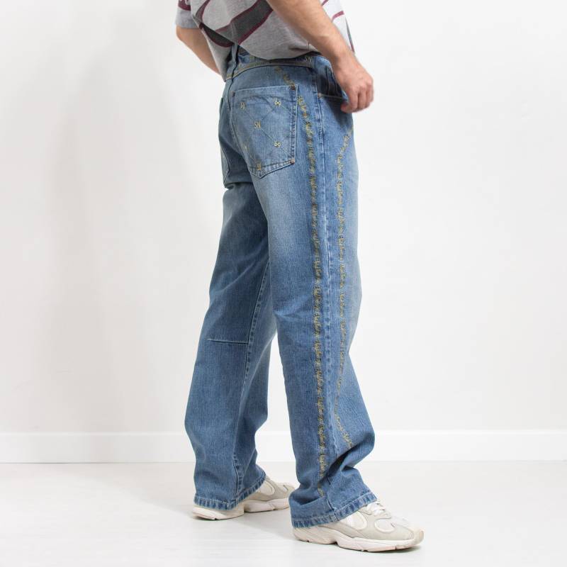 Vintage Y2K Jeans Hip Hop Sixty Nine Bestickt Denim Männer Größe W36 L32 von UncleEdVintage