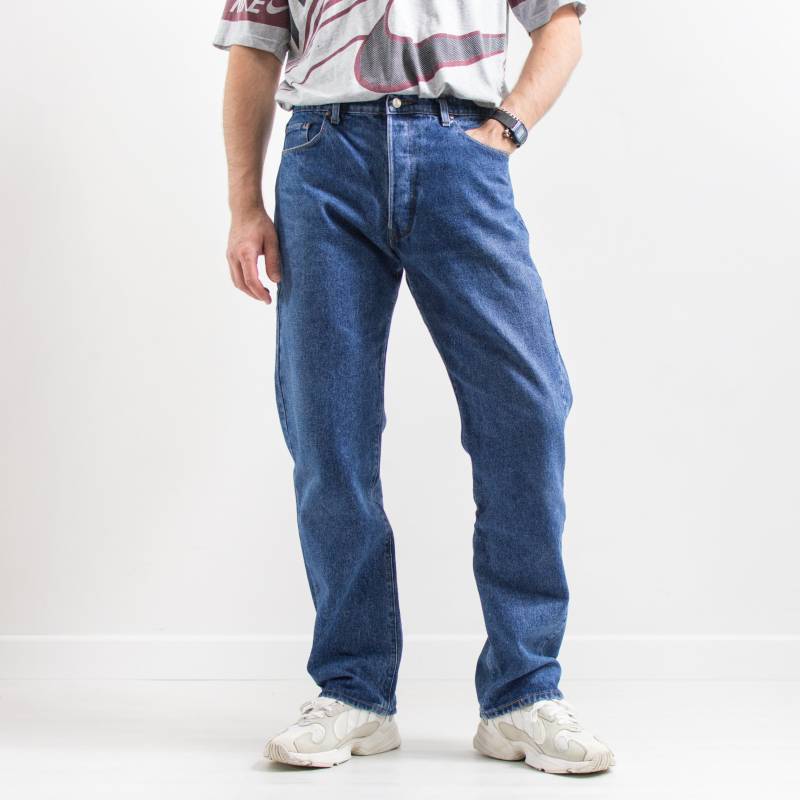 Wrangler Jeans Vintage Blue Denim High Waisted Männer Größe W38 L34 von UncleEdVintage