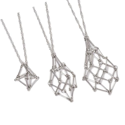 3 Stück leere Kristall-Halter, Halskette, Käfig-Halskette, modische Halskette mit verstellbarer Kette für stilvollen Herren-Schmuck, einzigartiges Geschenk von UncleS