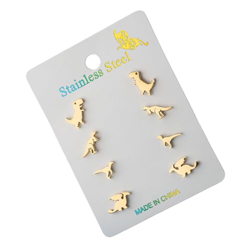 4 Paare Kleine Dinosaurierohrringe Stilvoller Cartoon Ohrschmuck Dinosaurier Ohrohrschstene Für Trendige Studenten Und Profis Kleine Ohrringe von UncleS