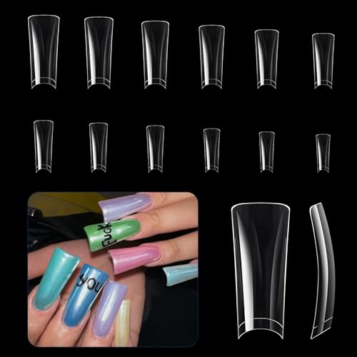 504x Duck Nails Tipps Für Frau Und Mädchen Gebogene Presse Auf Die Hälfte Deckt Falsche Klar von UncleS