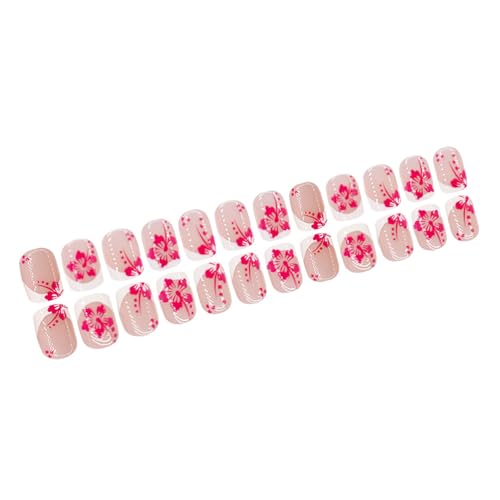 All Matching False Nails Kurzquadratische Künstliche Modepresse Auf Blumen Stick Für Frauen Und Mädchen Mode Presse Nagel Short Square Falsch Schöne Blumen von UncleS