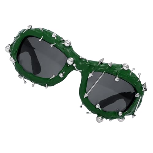 Beliebte UV380 Schutzbrille für Damen und Herren, Unsiex-Sonnenbrille mit Nietenrahmen für den täglichen Gebrauch, Hiphop-Tanz, Brillen, Maskeraden, Party, grün von UncleS