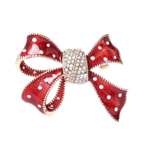 Brosche mit Schleife, Vintage-Stil, rot, emailliert, mit schimmernden Strasssteinen, für Damen und Mädchen, Party-Accessoire, 4x2.8cm, Metall Brosche mit Schleife, Vintage-Stil, rot, emailliert, mit schimmernden Strasssteinen, für Damen und Mädchen, Party-Accessoire, 4x2.8cm, Metall von UncleS