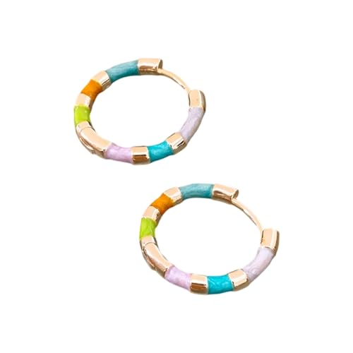 Bunte Tropföl Drop Hoop Ohrring Essentielles Leichter Zierlicher Schmuck Für Frauen Einzigartige Designs Trendy Accessoires Elegante Emaillierte Ohrhörer Reifen von UncleS