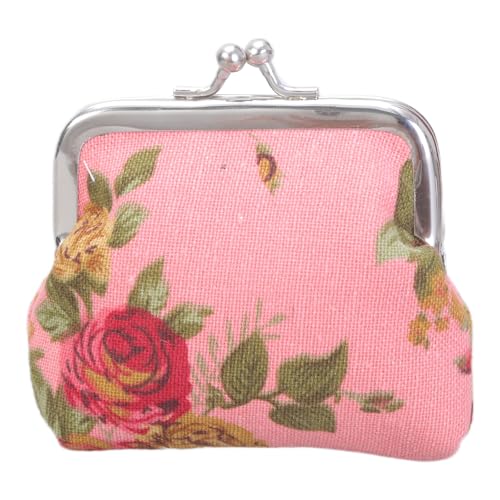 UncleS Canvas Blumen Rosenblumenmünze Geldbörse Kuss Schloss Wechsel Vintage Schmucktaschen Beutel Kleine Frauen Brieftasche Klauen Vintage Schmucktasche Beutel von UncleS
