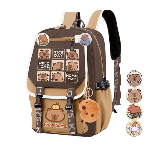 Capybaras Backpack Reisetasche Buchbags Daypack Pupil School Bookbags Mode Preppy Für Frauen Männer Arbeit Pendler Capybara Rucksack von UncleS