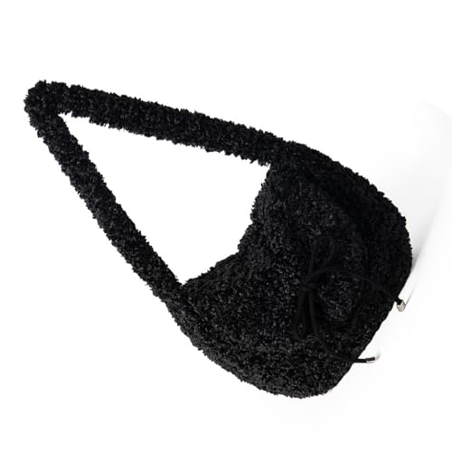 Damen Winter Umhängetasche Plüsch Unterarm Koreanische Stile Achselhöhle Schöne Bögen Handtaschen Und Geldbörse Koreanische Stile Schulter Für Frauen Klappen Achselhaut Winter Handtasche von UncleS