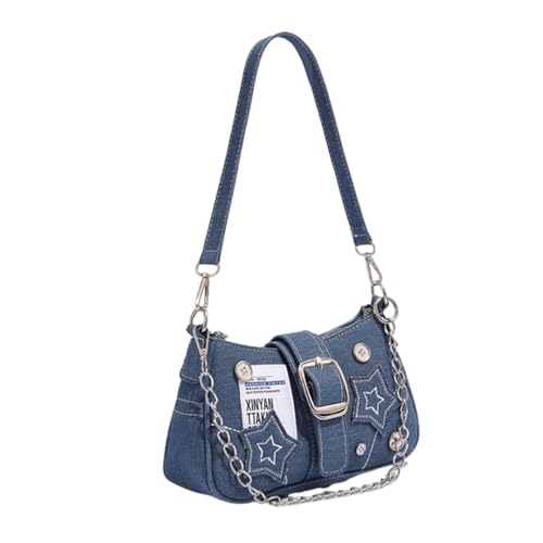 Damenkette Achselhöhle Tasche Stern Schulter Denims Unterarm Fashion Ästhetische Handtaschen Mädchen Top Geldpreis Achselhöhle Für Frauen Stern Schulter Denims Handtasche Tasche Geldbörse von UncleS