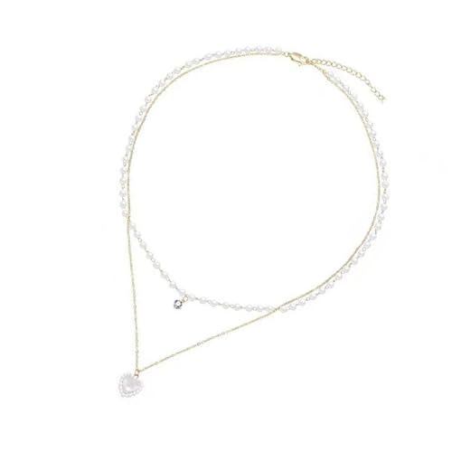 Doppelschicht Herzheize Halskette Perlenketten Halskette Legierungstextur Für Tägliche Verschleiß Und Besondere Anlässe Ästhetischer Nackenschmuck Geeignet von UncleS