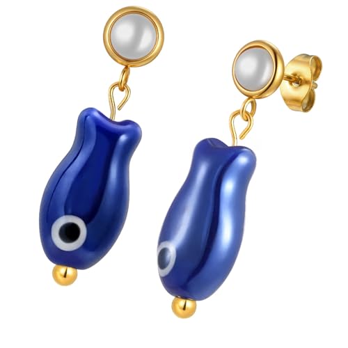 Einzigartige Keramik Marine Inspirierte Ohrringe Edelstahl Dangle Ohr Ohrschmuck Für Mädchen Frauen Allergie Resistent von UncleS