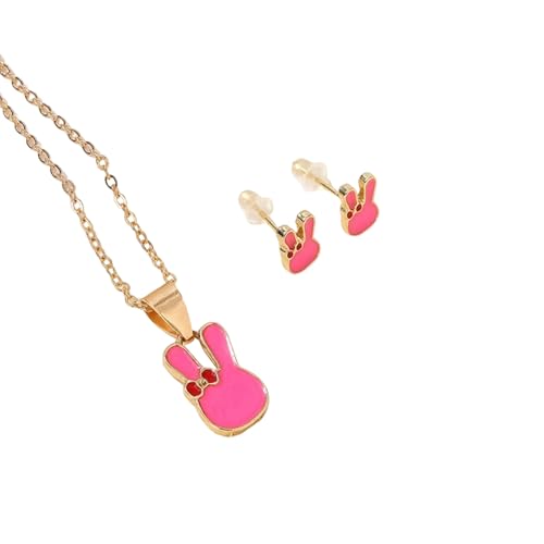 Einzigartiges Kaninchen-Ohrring- und Halsketten-Set für Damen und Kinder, Modeschmuck mit angenehm zu tragenden Legierungsmaterialien von UncleS
