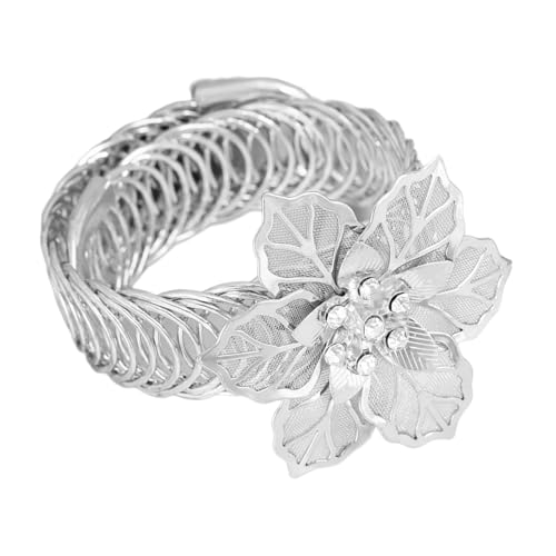 Elegante Blumenmuster Elastischer Offener Armreif Für Frauen Mit Goldstärke Finish Tragbar Für Partys Und Alltags Verschleiß Modearmband von UncleS