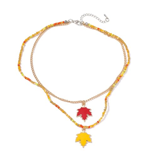 Elegante Doppelschicht Ahornblatt Halskette Mit Kristallen Tragbares Accessoire Für Tägliche Verschleiß Und Besondere Anlässe Frauen Statement Halskette von UncleS