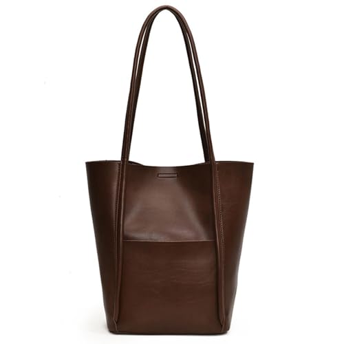 Elegante Feste Farbe PU Leder Umhängetasche Mit Geräumigem Innenraum Für Studenten Und Pendler Große Unterarmhandtasche Mode Arbeitstasche von UncleS