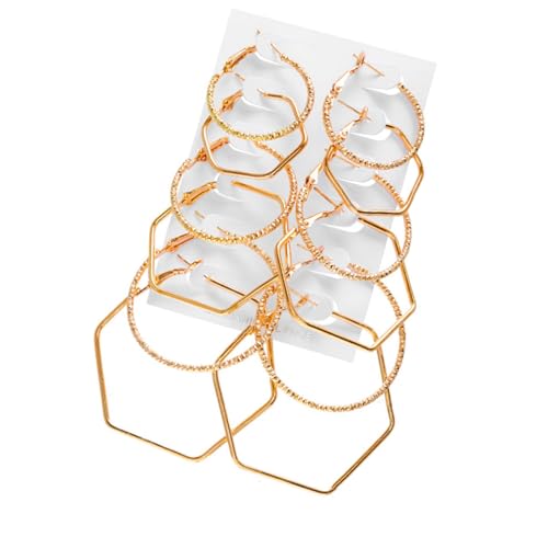 Elegante Hyperbolische Reifenoop Ohrringe Polygon Kreise Legierungsohrringe Für Partys Und Festivals Geometrisches Ohrzubehör Gold Silber Hoop Set von UncleS