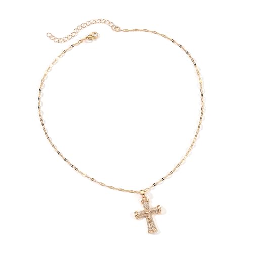 Elegante Kubische Zirkonia Kruzifix Halskette Einstellbare Kette Länge Halskette Religiöser Schlüsselbeutel Kette Unisex Schmuck Religiöse Schmuck von UncleS