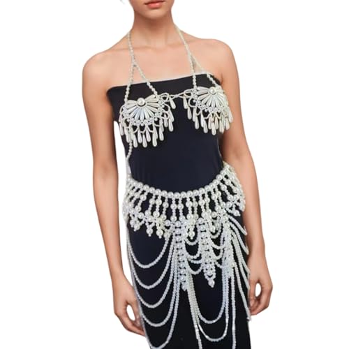 Elegante Multi Layer Abs Perlen Körperkette Schmuck Für Frauen BH Und Taille Accessoires Party Hochzeitsfestival Outfit Abs Perlen Körperkette Schmuck Für Frauen von UncleS