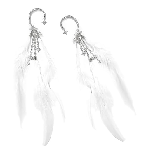 Federed Drop Ohrmanschette Ohrringe Mit Strasssternstarkette Für Party Hochzeitsgeschenk Mode Ohrmanschette Accessoires Party Dangle Ohrringe von UncleS